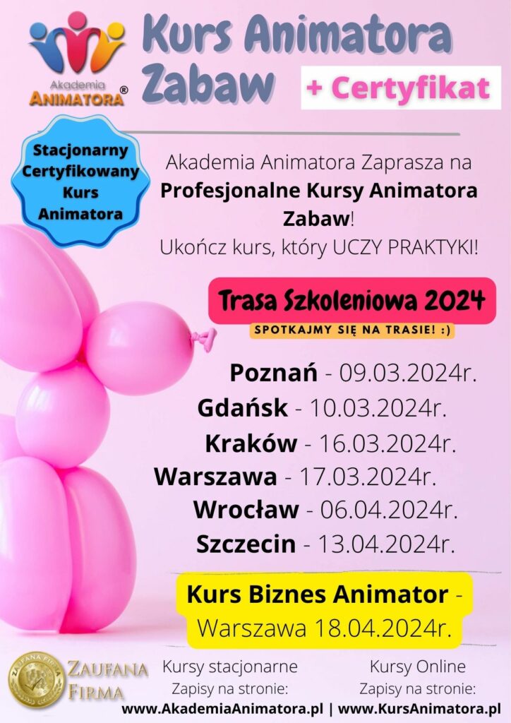 Kurs Animatora Zabaw 2024 - AkademiaAnimatora.pl Kurs Animatora Zabaw 2024 - AkademiaAnimatora.pl